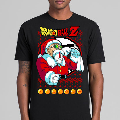 Dragon Ball Master Roshi Christmas T-Shirt Cotton Block Tee