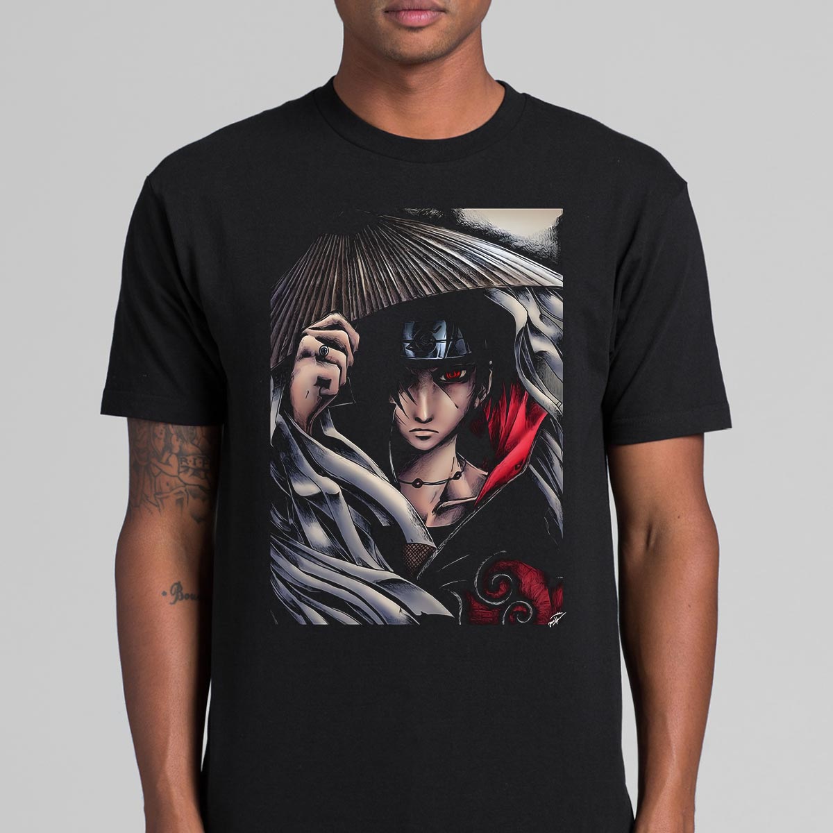 Naruto Itachi Uchiha T-Shirt Cotton Block Tee Japanese anime