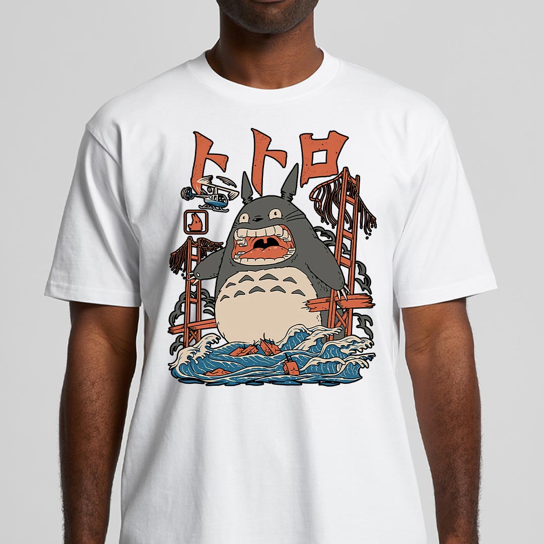 Giant Totoro Monster T-Shirt Funny Carton Tee White