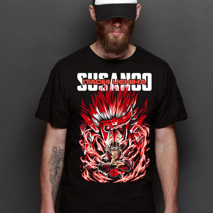 Naruto Itachi Uchiha SUSANOO T-Shirt Cotton Block Tee Japanese anime