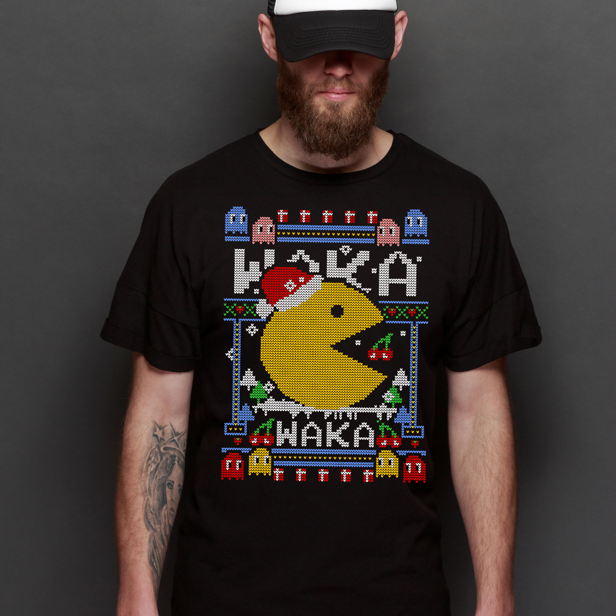 Pac-Man Christmas T-Shirt Arcade Tee