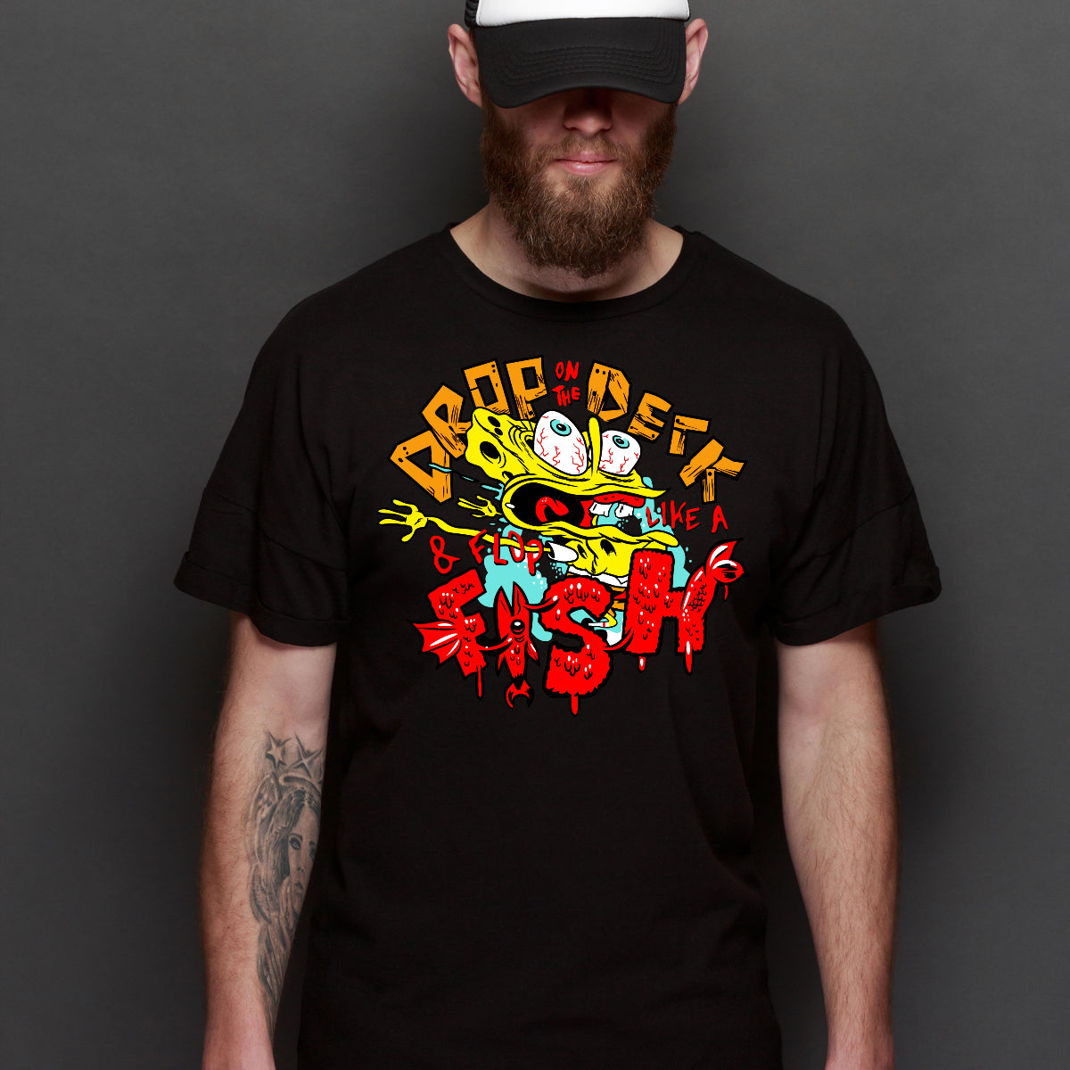 Spongebob Squarepants Drop on the Deck Flop T-Shirt Funny Tee