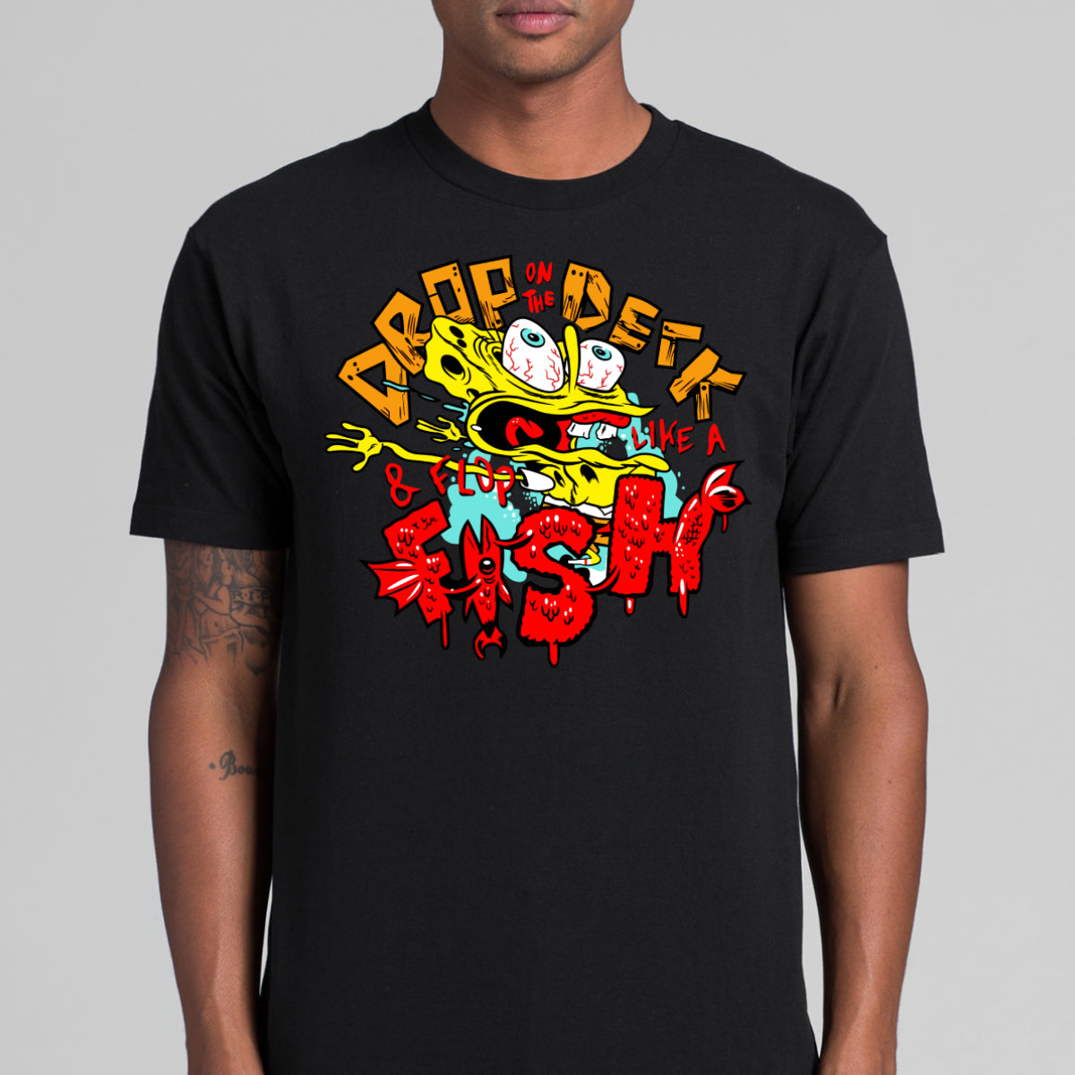 Spongebob Squarepants Drop on the Deck Flop T-Shirt Funny Tee