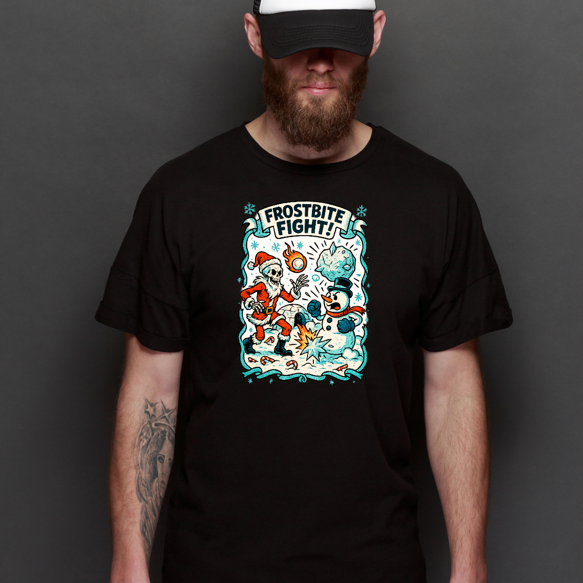Frostbite Fight! Christmas T-Shirt Cartoon Tee