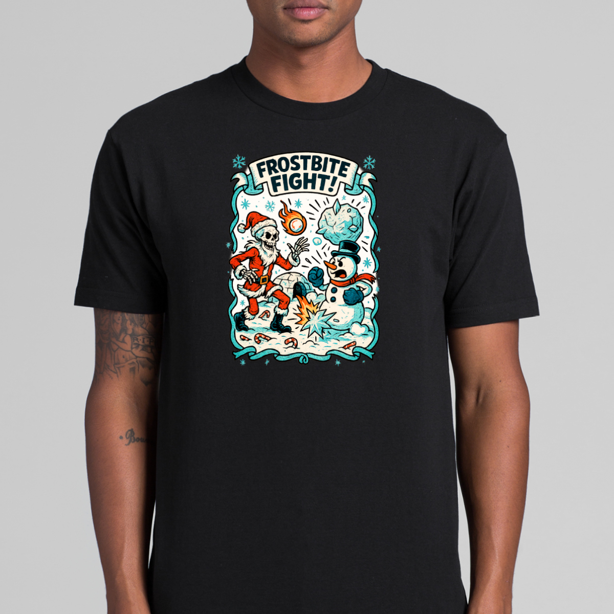 Frostbite Fight! Christmas T-Shirt Cartoon Tee