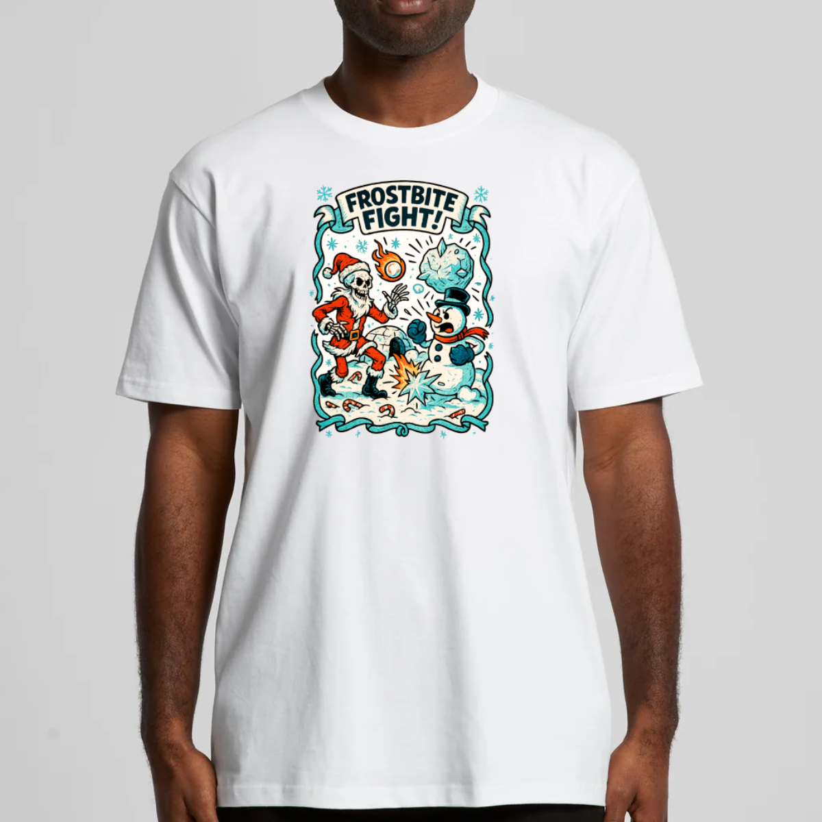 Frostbite Fight! Christmas T-Shirt Cartoon Tee