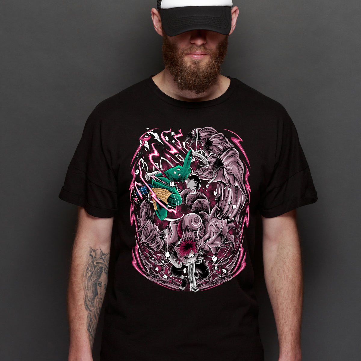 Naruto Rock Lee Vs Gaara T-shirt Japanese Anime Tee