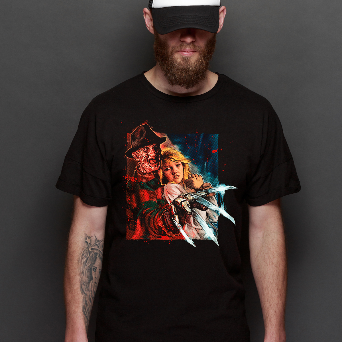 Freddy Krueger V4 Horror movies T-Shirt Cotton Block Tee