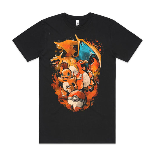 Pokemon Charmander T-Shirt Cotton Block Tee Japanese anime
