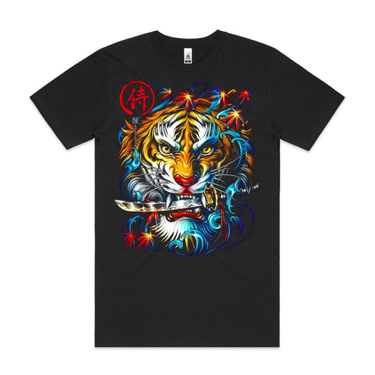 The Tiger Samurai T-Shirt Cotton Block Tee