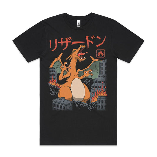 Pokemon Charizard T-Shirt Cotton Block Tee Japanese anime