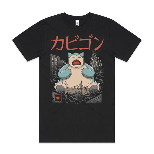 Pokemon Snorlax T-Shirt Cotton Block Tee Japanese anime