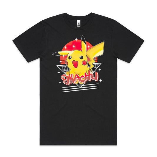 Pokemon Pikachio T-Shirt Cotton Block Tee Japanese Anime