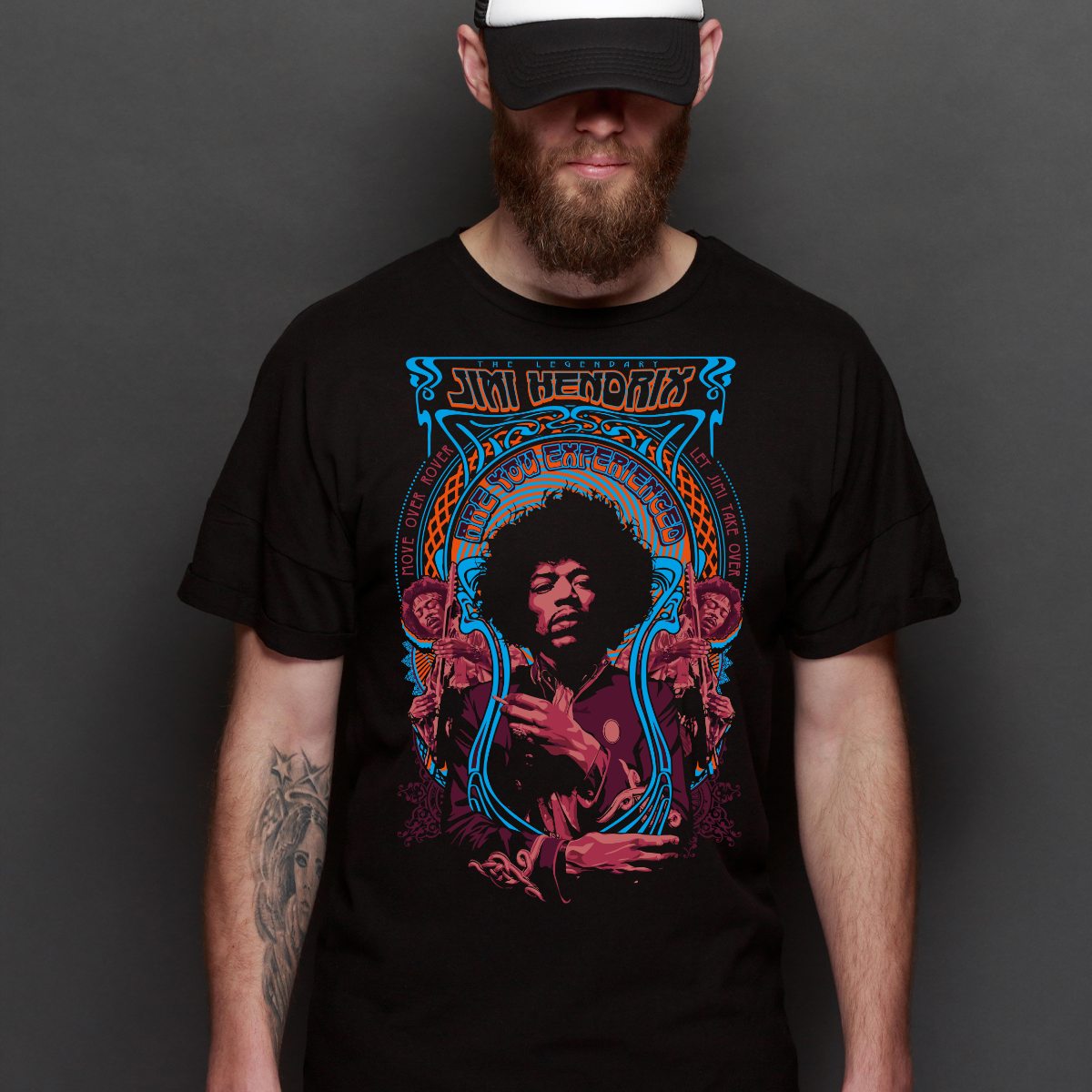 Jimi Hendrix V2 T-Shirt Guitar Hero Family Tee Music Rock And Roll