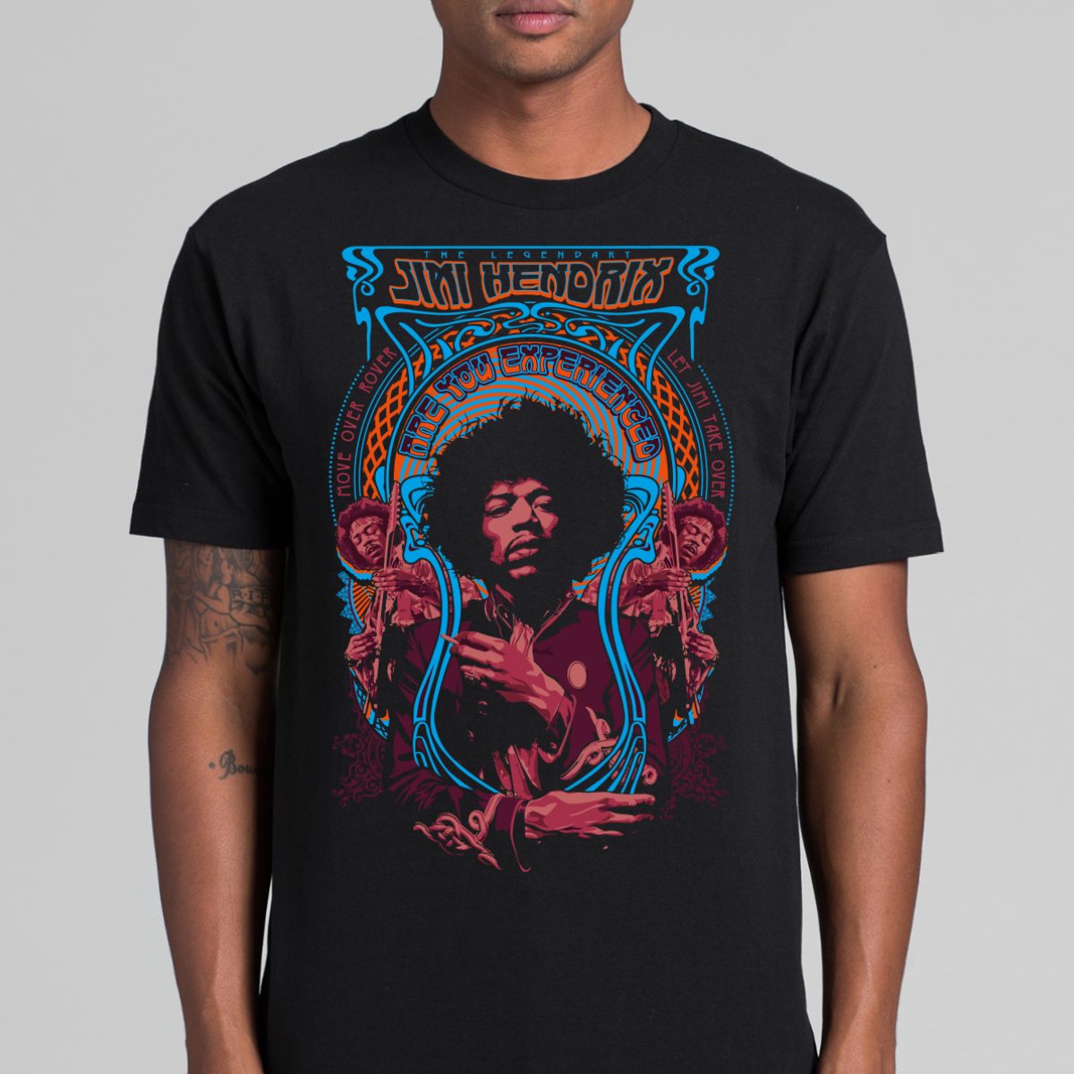 Jimi Hendrix V2 T-Shirt Guitar Hero Family Tee Music Rock And Roll