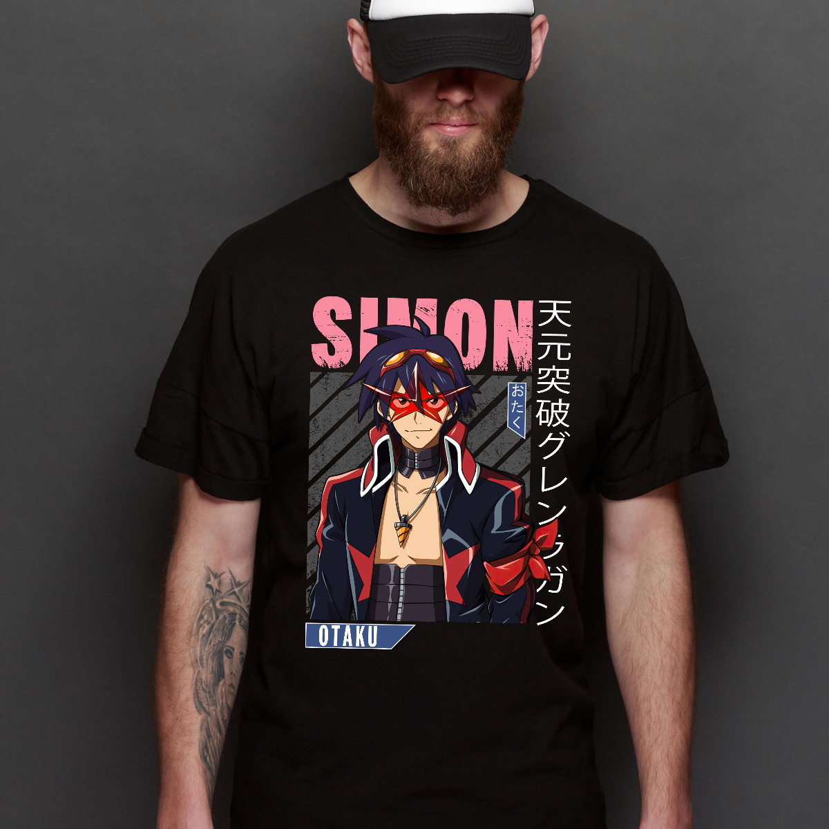 Tengen Toppa Gurren Lagann Simon Otaku V6 T-Shirt Japanese Anime Tee