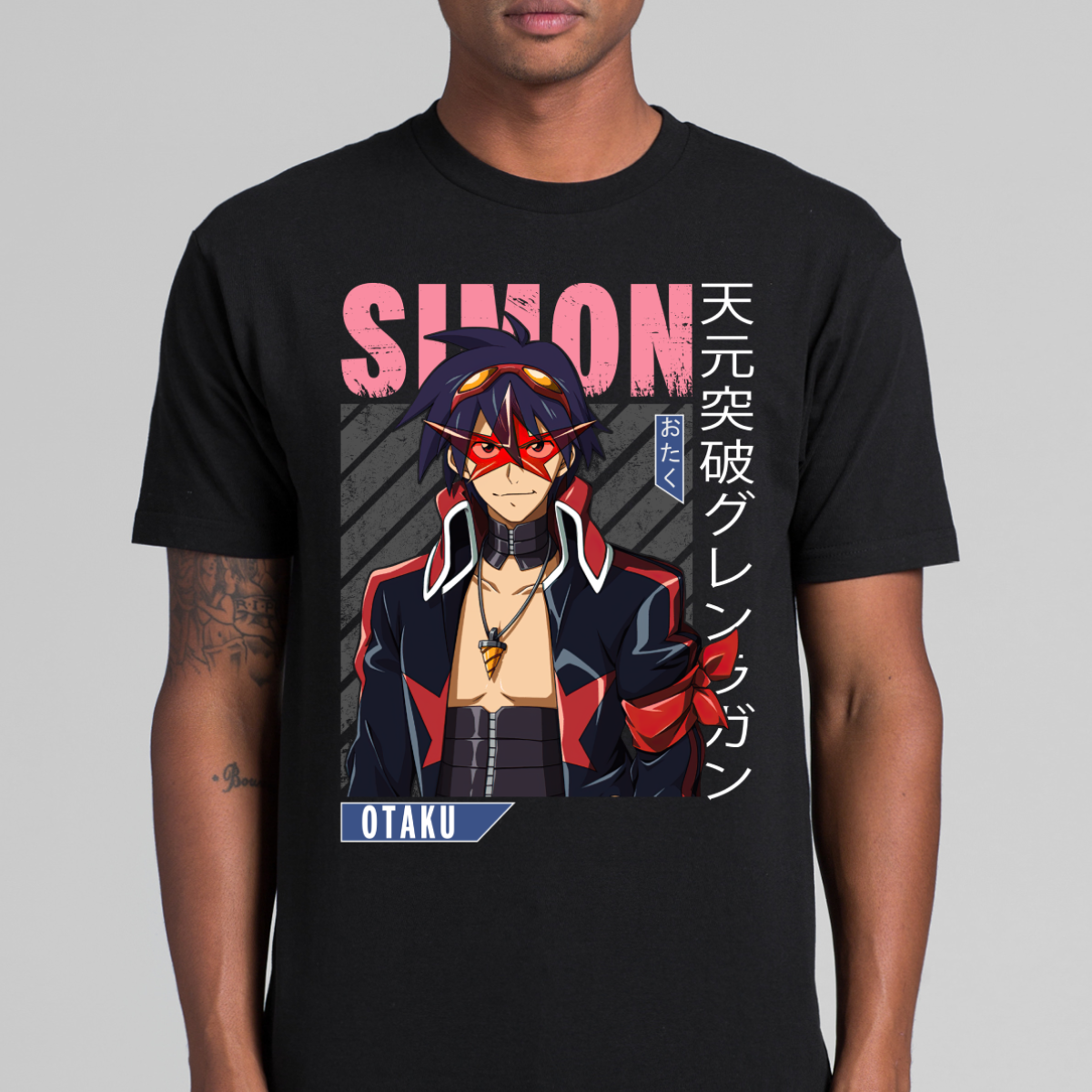 Tengen Toppa Gurren Lagann Simon Otaku V6 T-Shirt Japanese Anime Tee