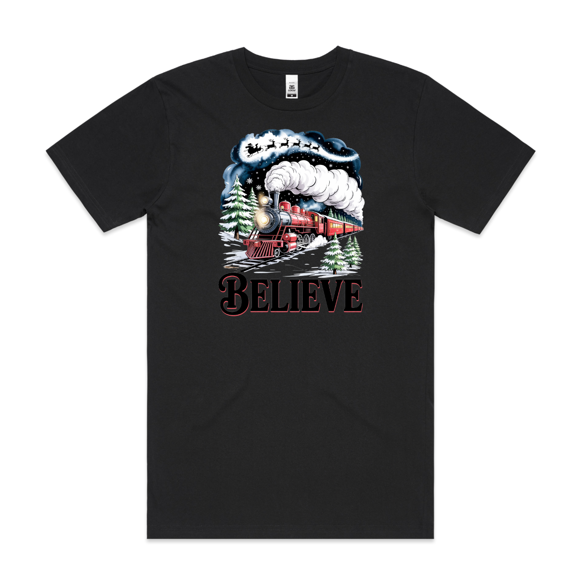 Believe Christmas Train T-Shirt Cartoon Tee