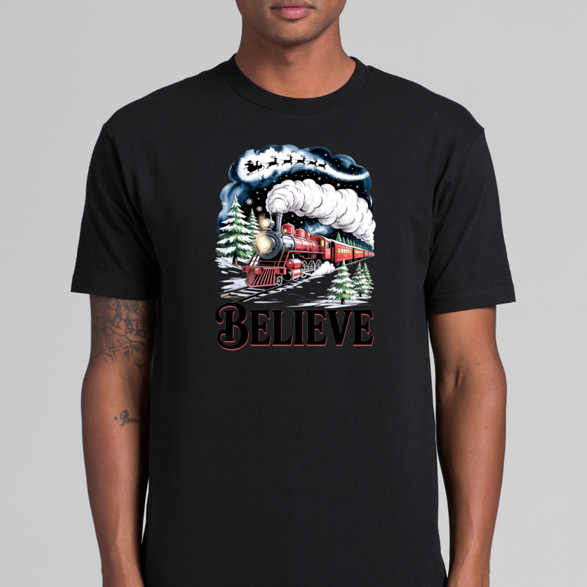 Believe Christmas Train T-Shirt Cartoon Tee