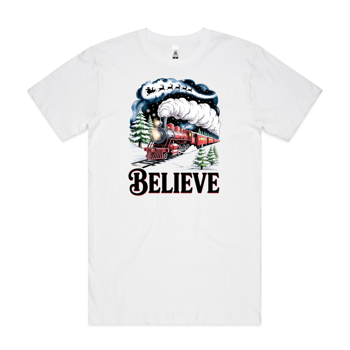 Believe Christmas Train T-Shirt Cartoon Tee