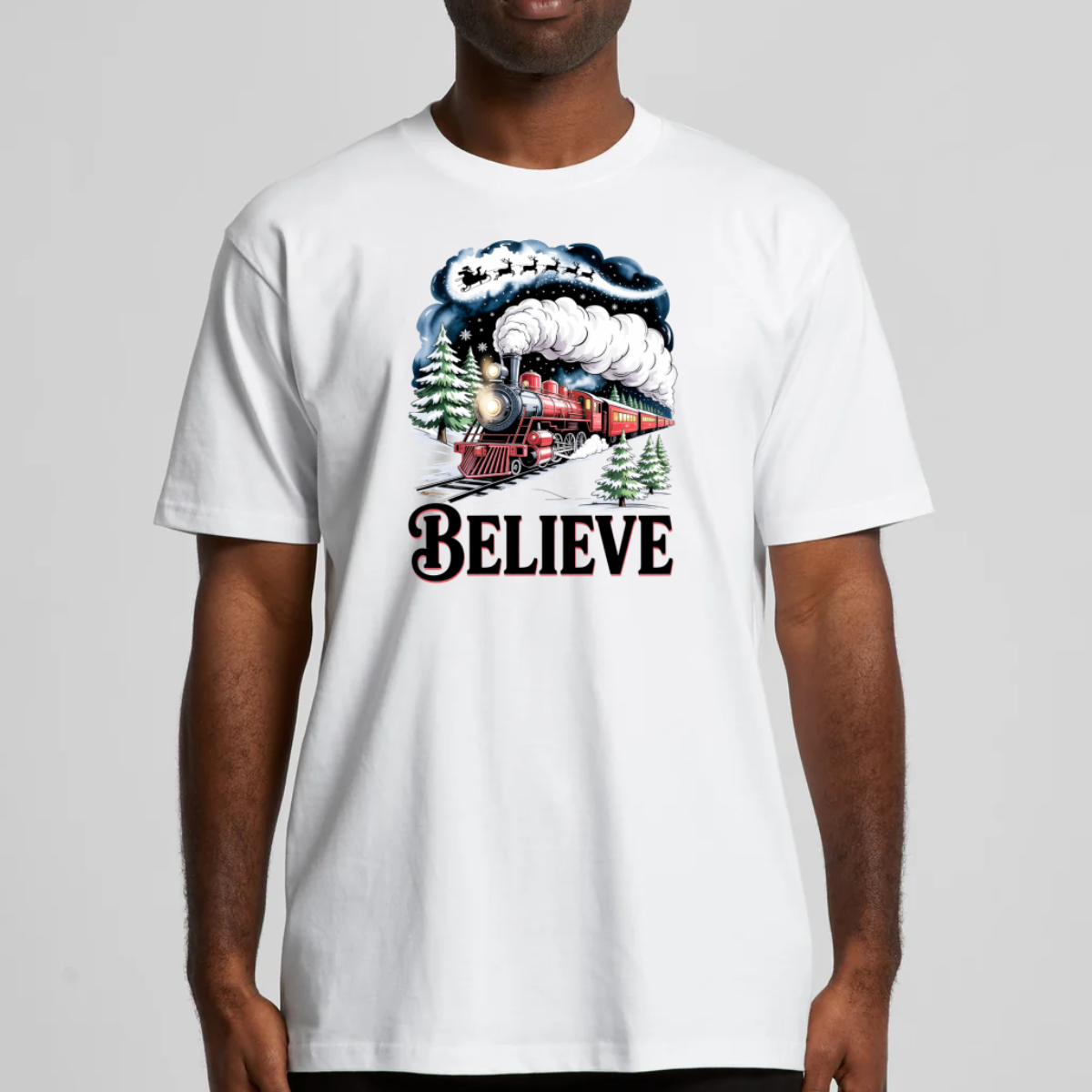 Believe Christmas Train T-Shirt Cartoon Tee