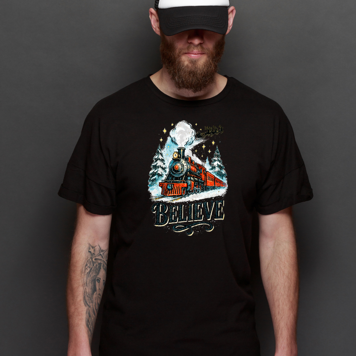 Believe Christmas Train V2 T-Shirt Cartoon Tee