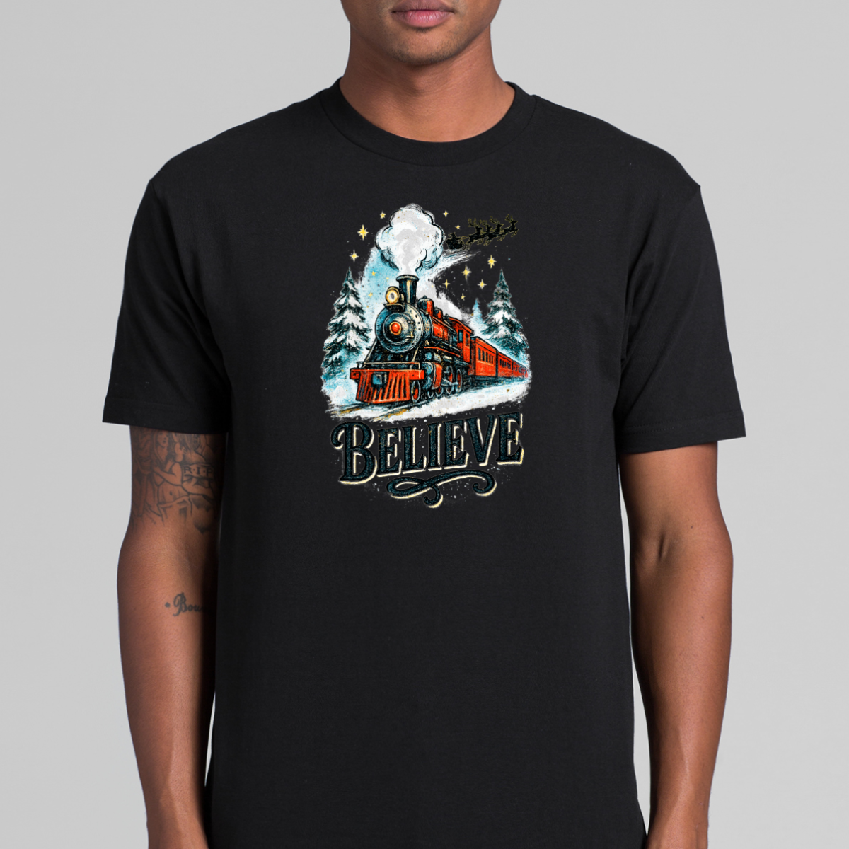 Believe Christmas Train V2 T-Shirt Cartoon Tee