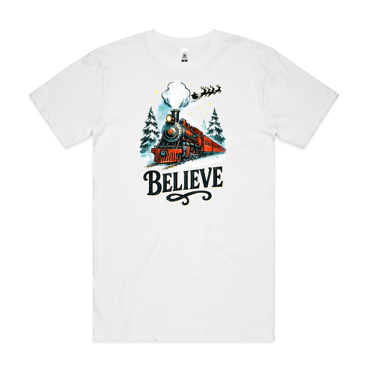 Believe Christmas Train V2 T-Shirt Cartoon Tee