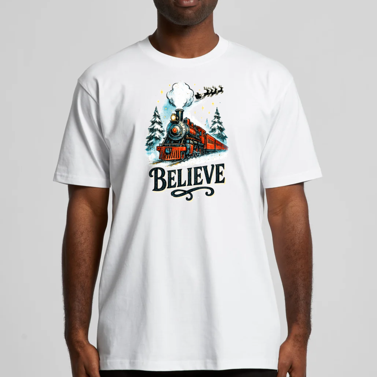 Believe Christmas Train V2 T-Shirt Cartoon Tee