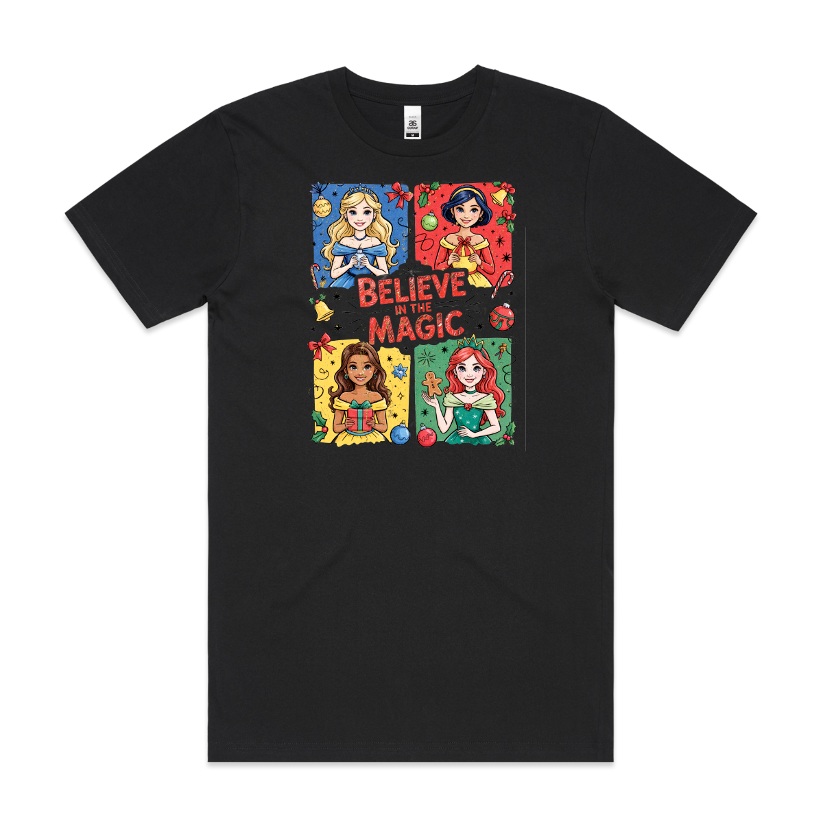 Disney Princesses Christmas "Believe in the Magic" T-Shirt Cartoon Tee