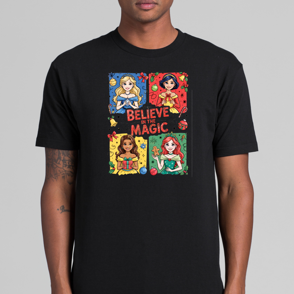 Disney Princesses Christmas "Believe in the Magic" T-Shirt Cartoon Tee