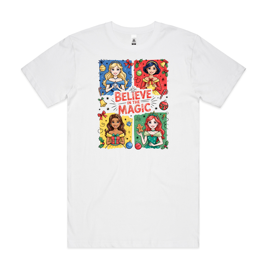 Disney Princesses Christmas "Believe in the Magic" T-Shirt Cartoon Tee