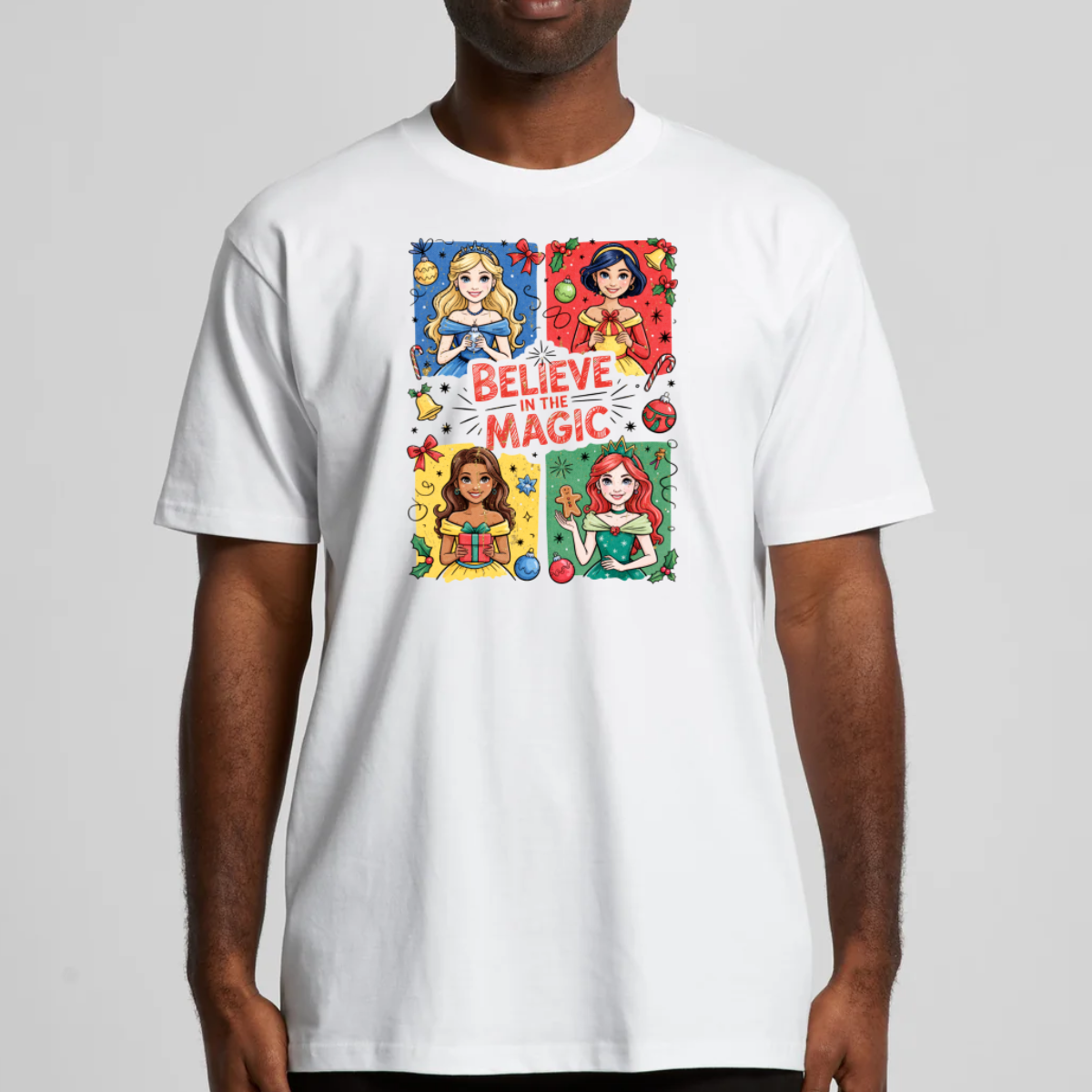 Disney Princesses Christmas "Believe in the Magic" T-Shirt Cartoon Tee