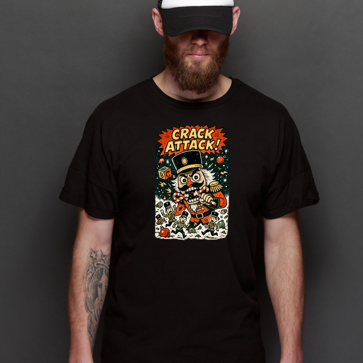 Crack Attack!" Nutcracker Christmas T-Shirt Cartoon Tee