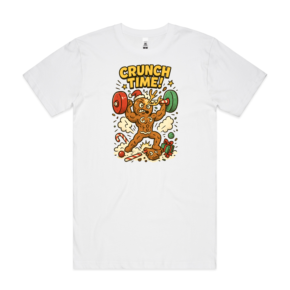Gingerbread Man Bodybuilder Fitness! Christmas T-Shirt Cartoon Tee
