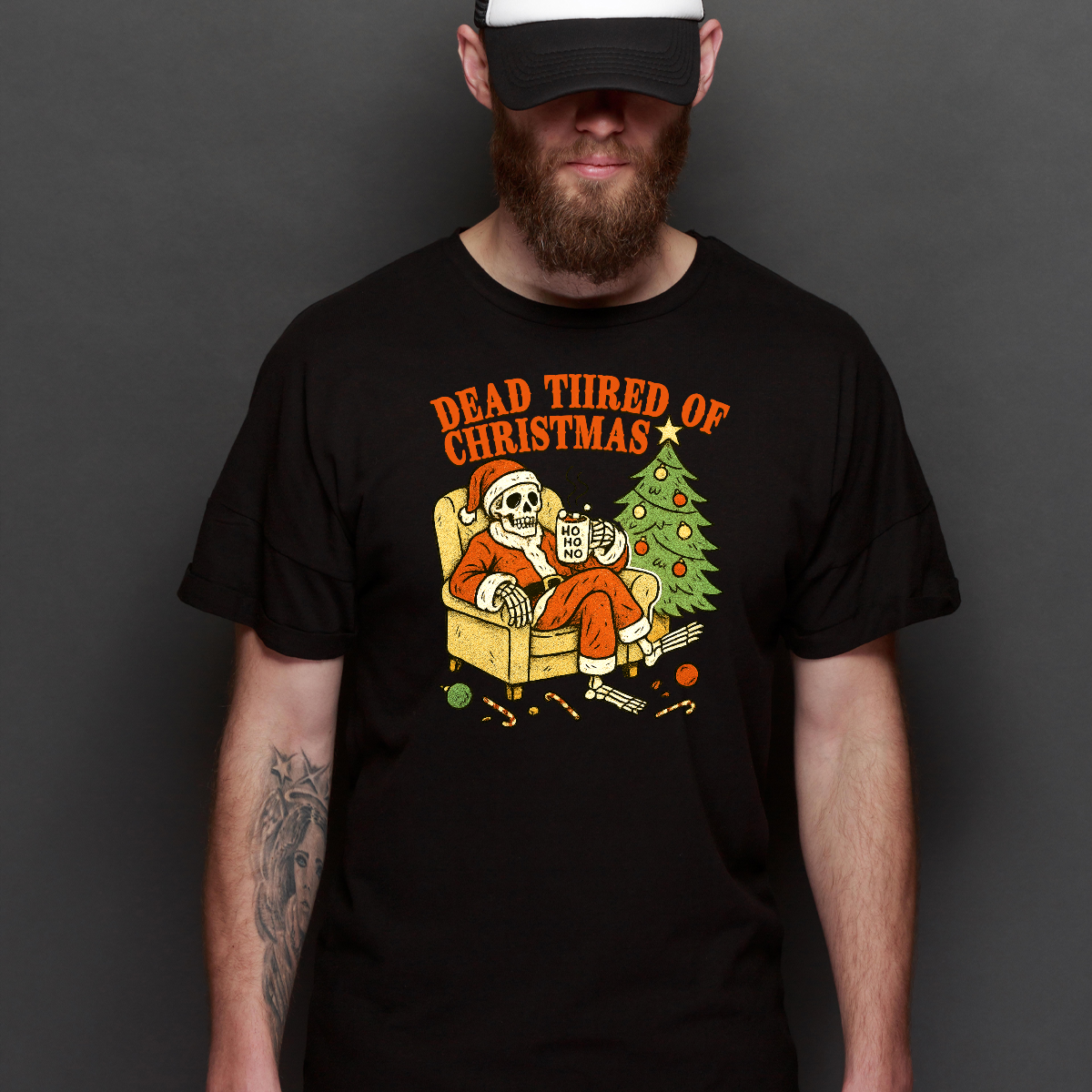 Dead Tired Of Christmas T-Shirt Cartoon Tee