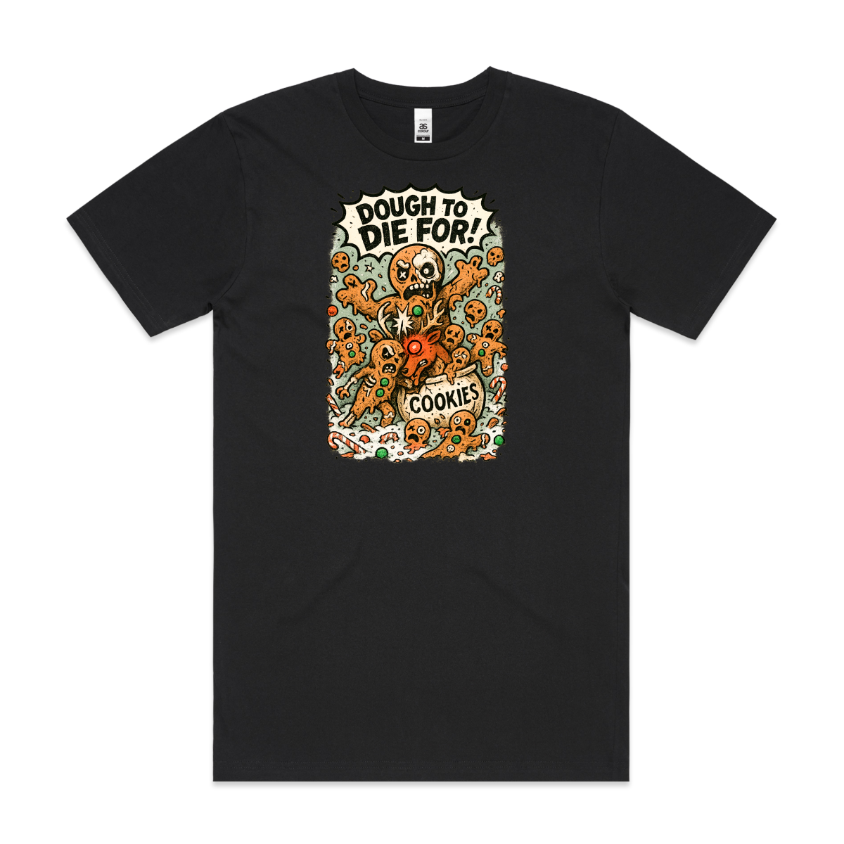 Gingerbread man "Dough to Die for" Christmas T-Shirt Cartoon Tee