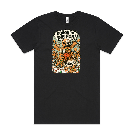 Gingerbread man "Dough to Die for" Christmas T-Shirt Cartoon Tee