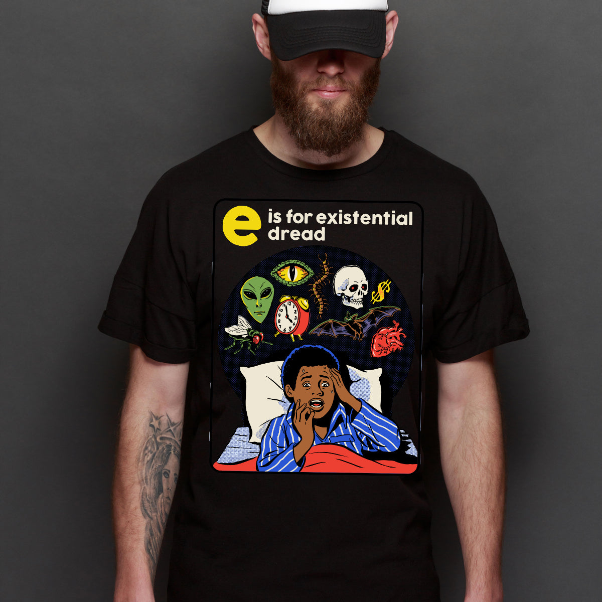 E is for Existential Dread T-shirt Funny Cartoon Tee