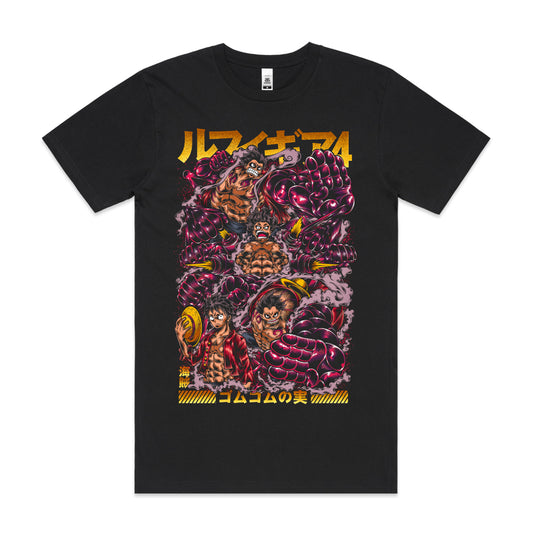 One Piece Luffy Gear 4 T-Shirt Cotton Block Tee Japanese Anime
