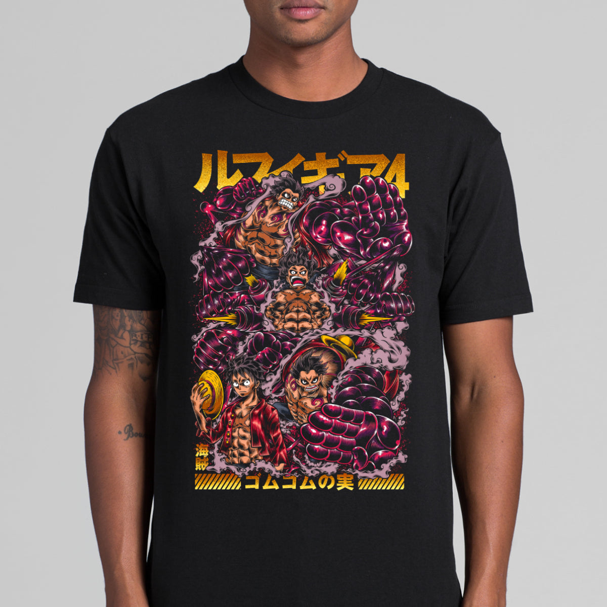 One Piece Luffy Gear 4 T-Shirt Cotton Block Tee Japanese Anime