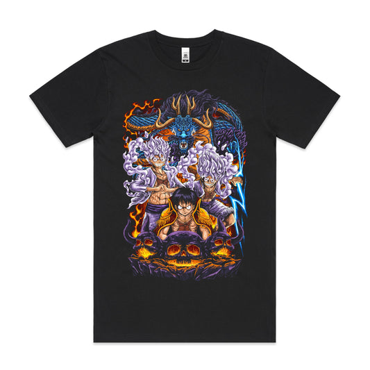 One Piece Luffy Kaido V2 T-Shirt Cotton Block Tee Japanese Anime