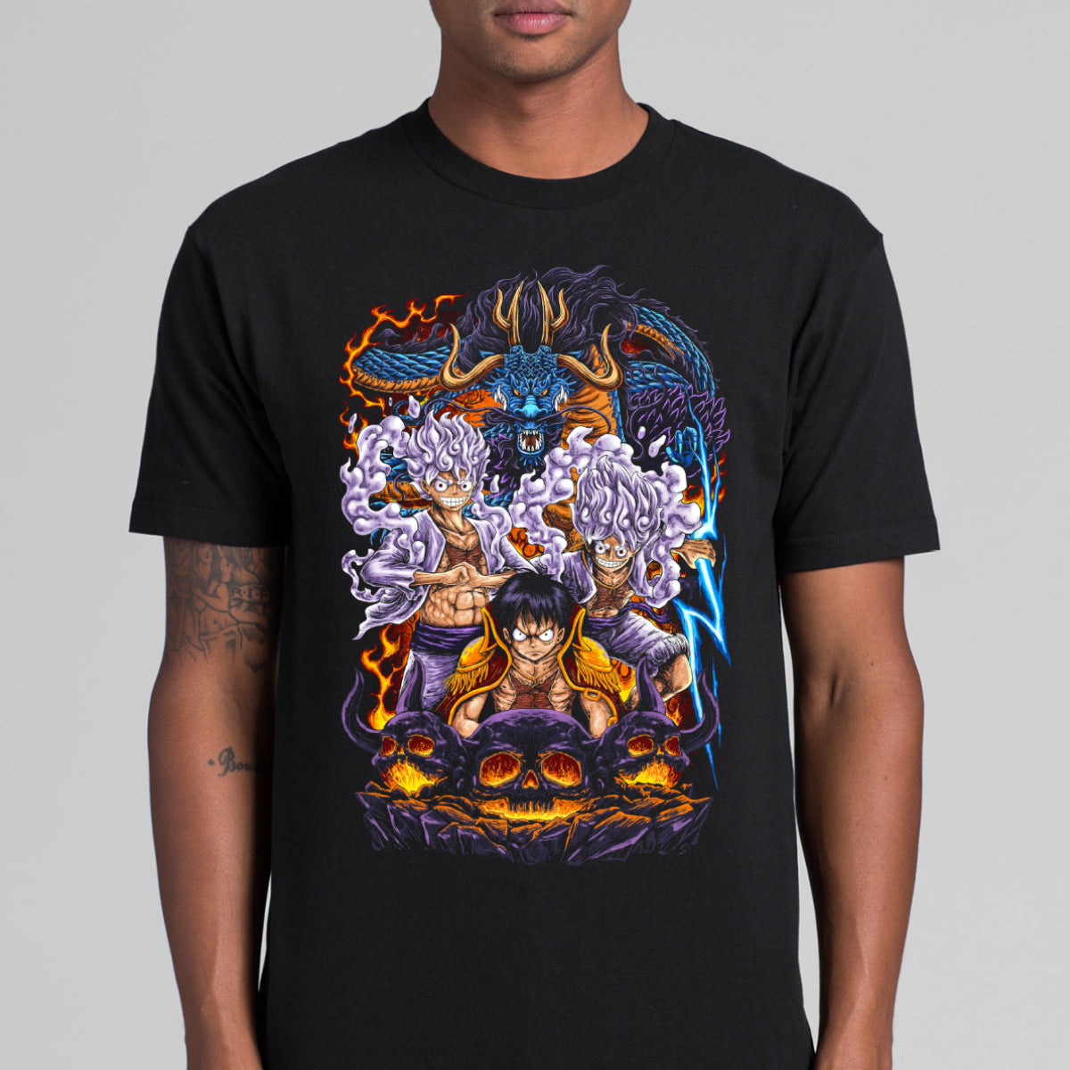 One Piece Luffy Kaido V2 T-Shirt Cotton Block Tee Japanese Anime