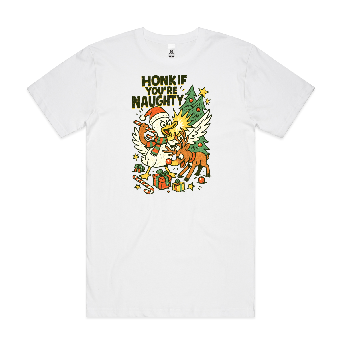 Honk If You're Naughty Christmas T-Shirt Cartoon Tee