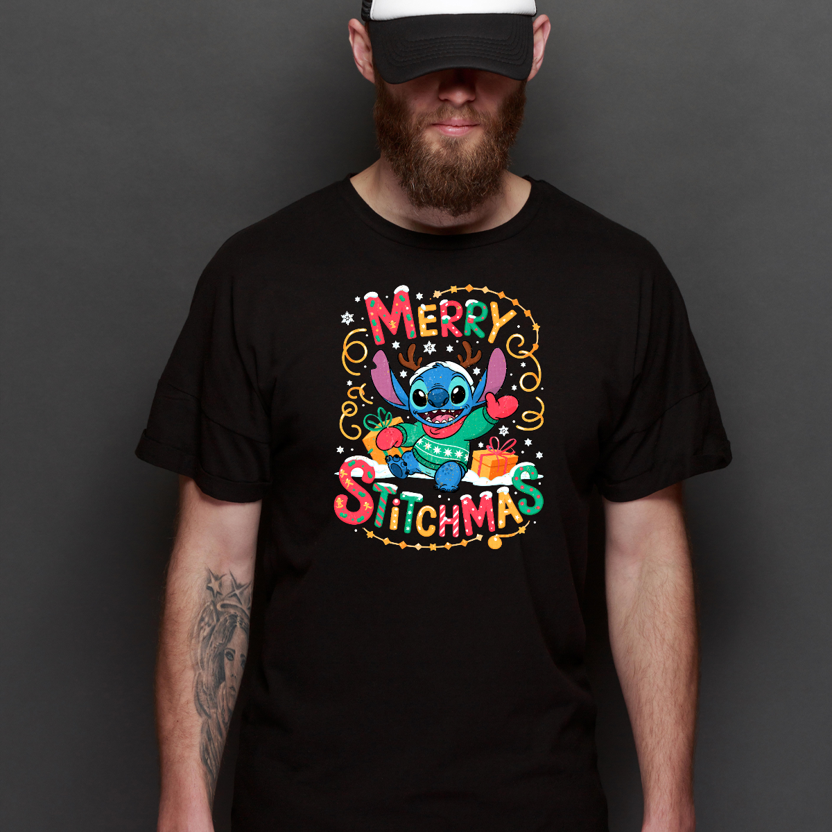 Merry Stitchmas Christmas T-Shirt Cartoon Tee