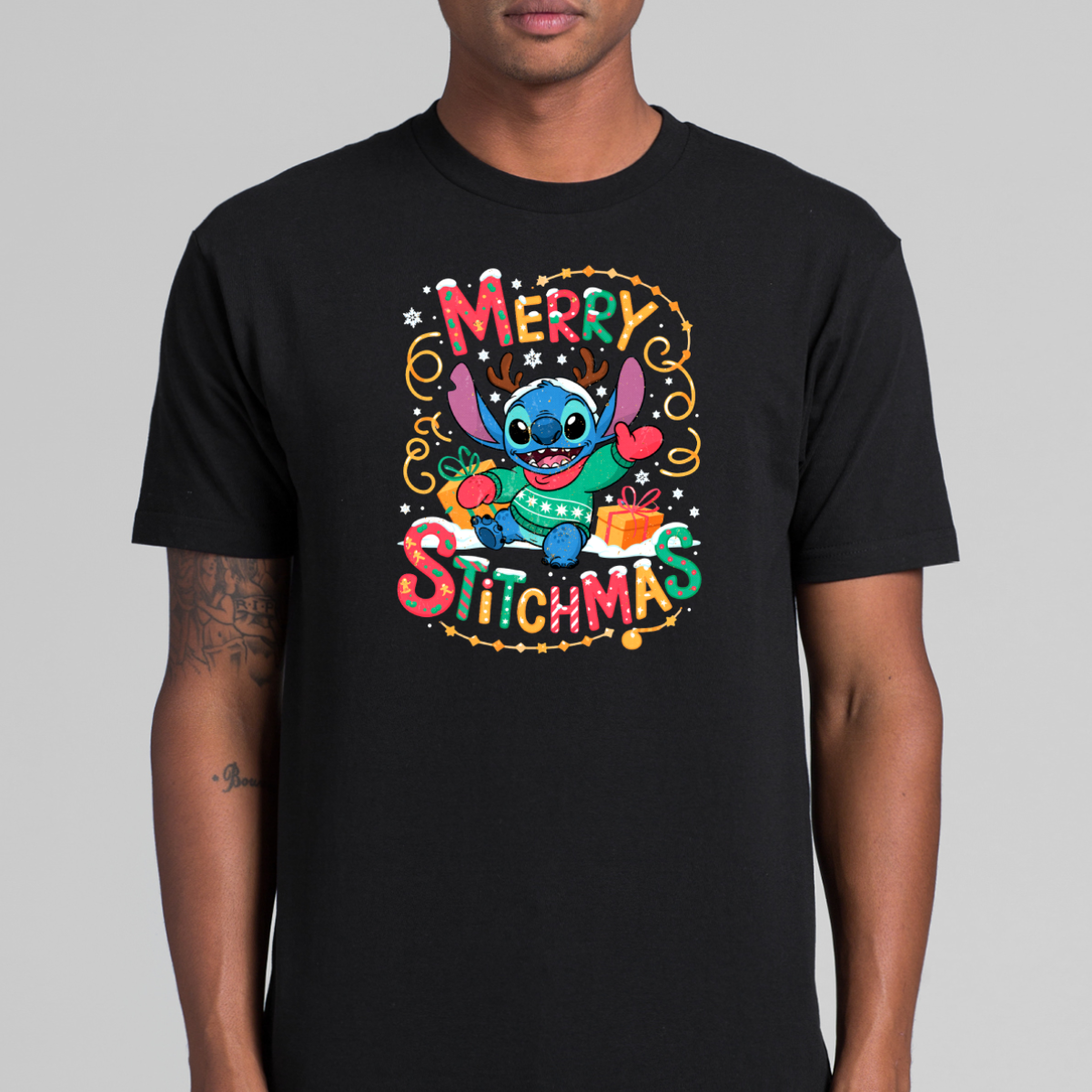Merry Stitchmas Christmas T-Shirt Cartoon Tee