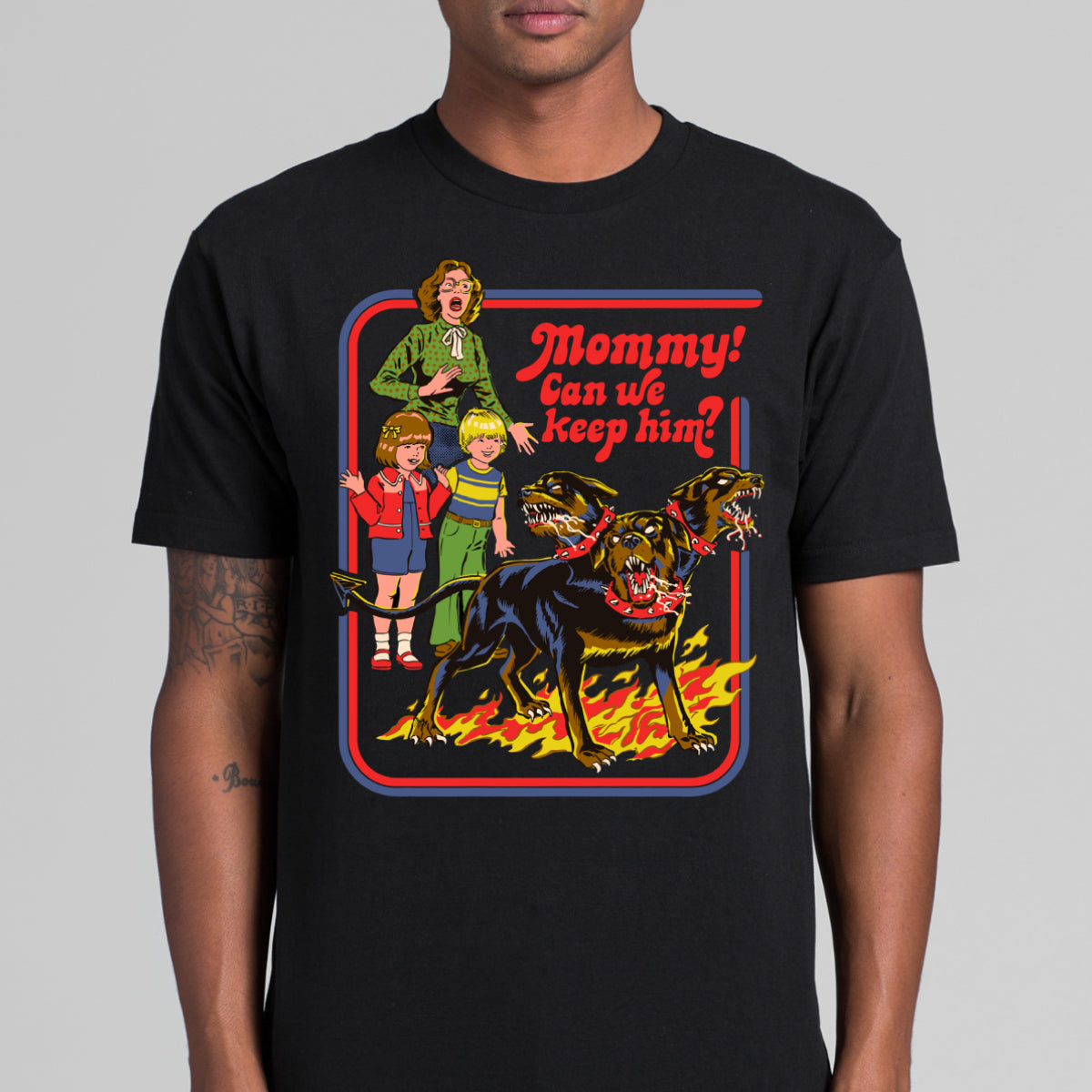 Mommy! Can We Keep Him? T-shirt Funny Cartoon Tee