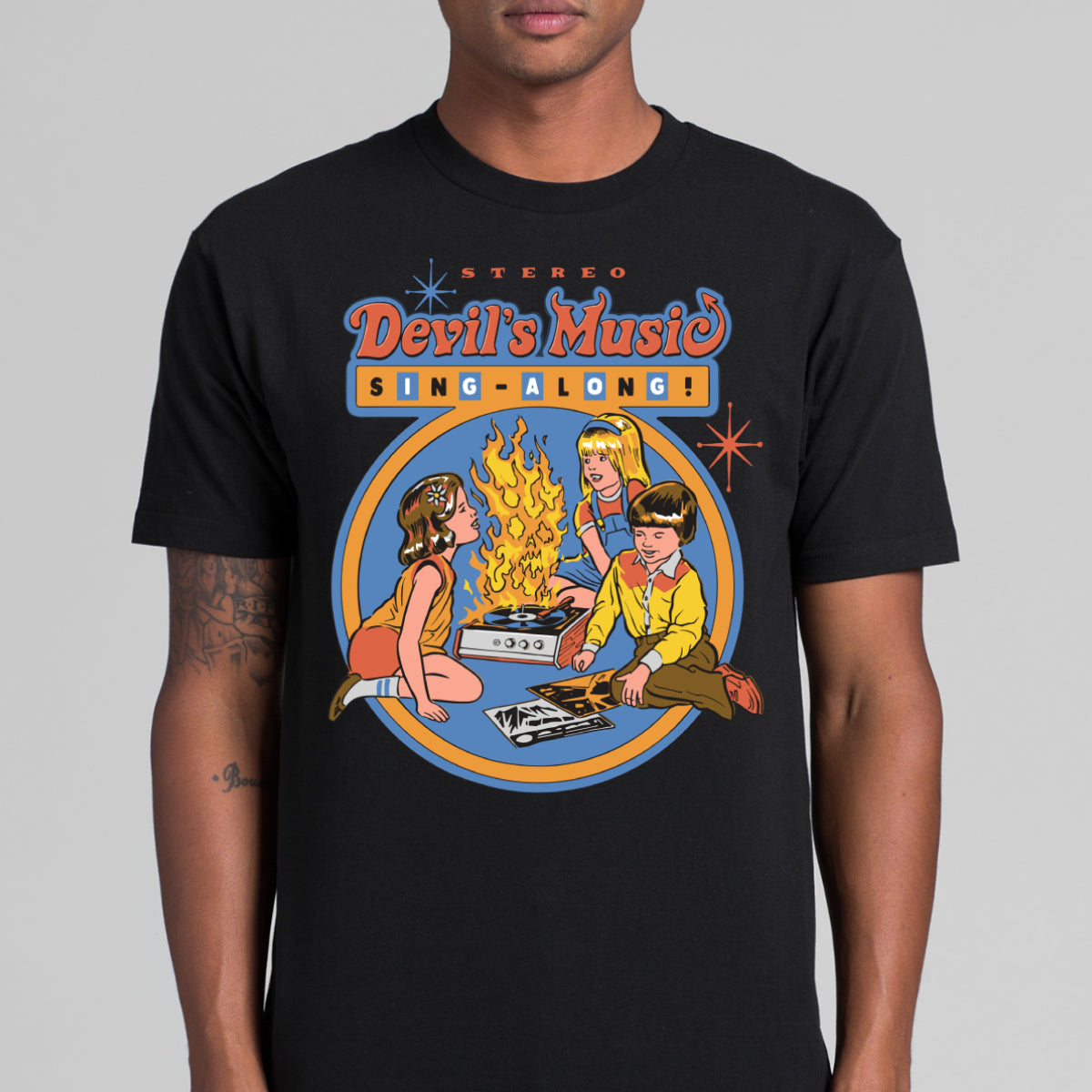 Devil's Music Sing-Along T-shirt Funny Cartoon Tee