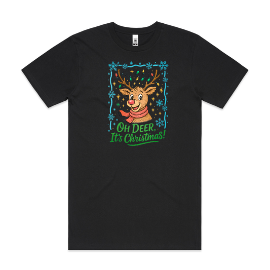 Oh Deer It's Christmas V9 T-Shirt Cartoon Tee