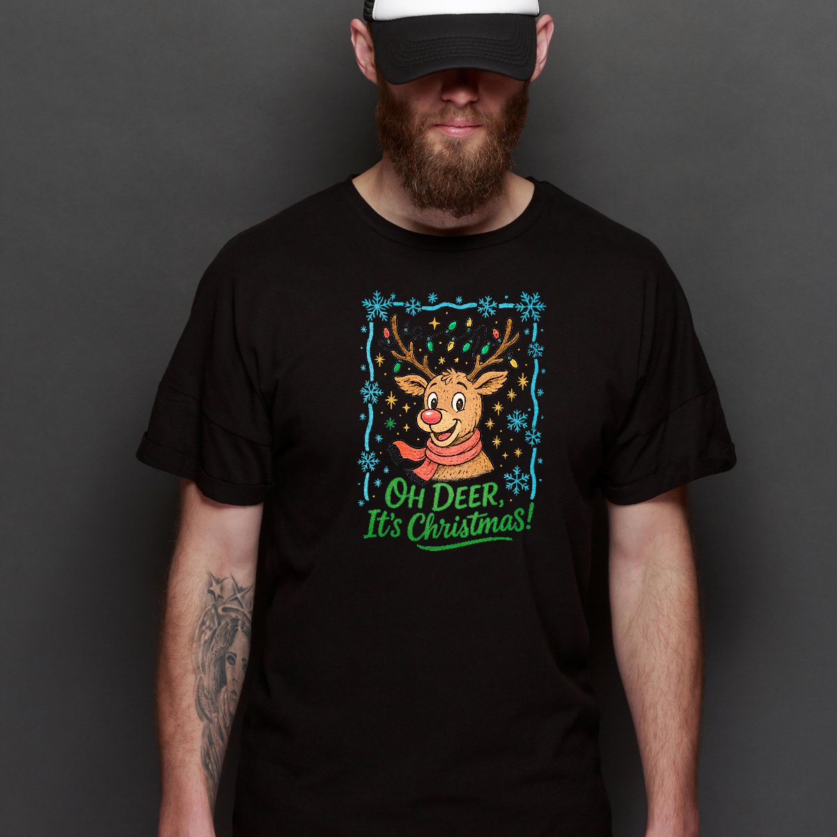 Oh Deer It's Christmas V9 T-Shirt Cartoon Tee